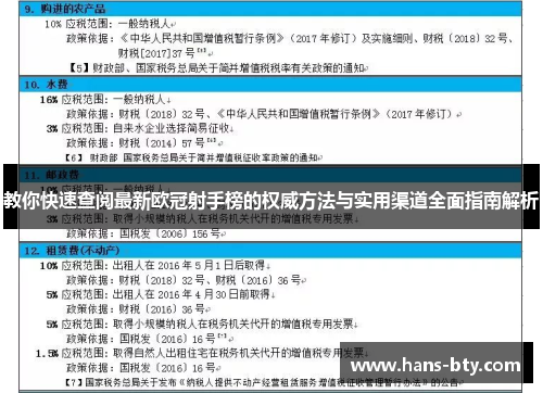 教你快速查阅最新欧冠射手榜的权威方法与实用渠道全面指南解析